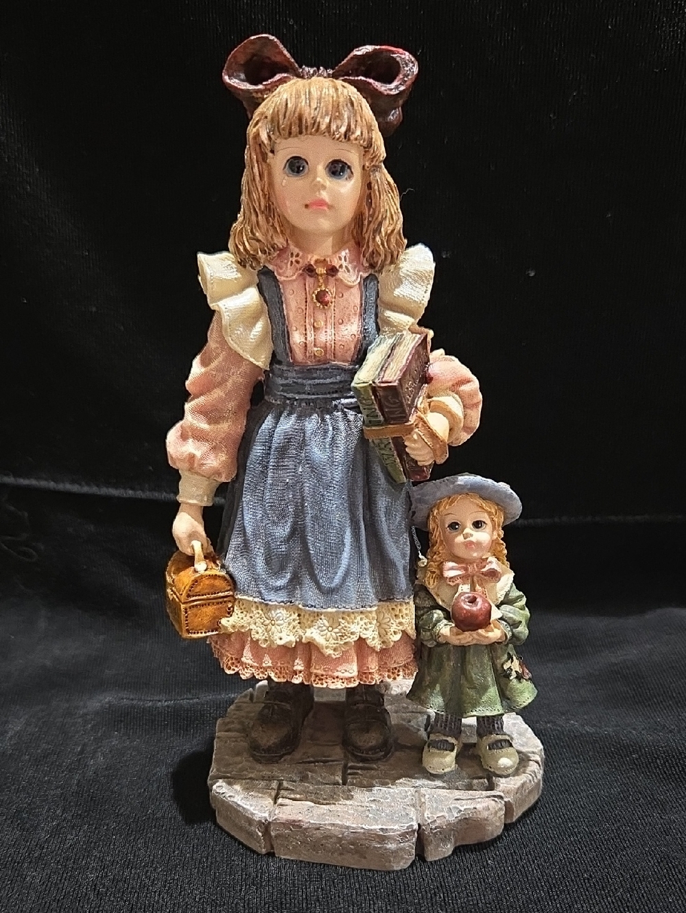 Boyds Bears Dollstone Collection titled "Laura with Jane... First Day of School"